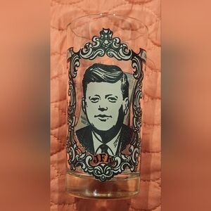Vintage JFK Glass with Black and White Design, inaugural address
